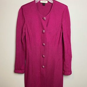 St John Fuschia Dress with Embellished Buttons